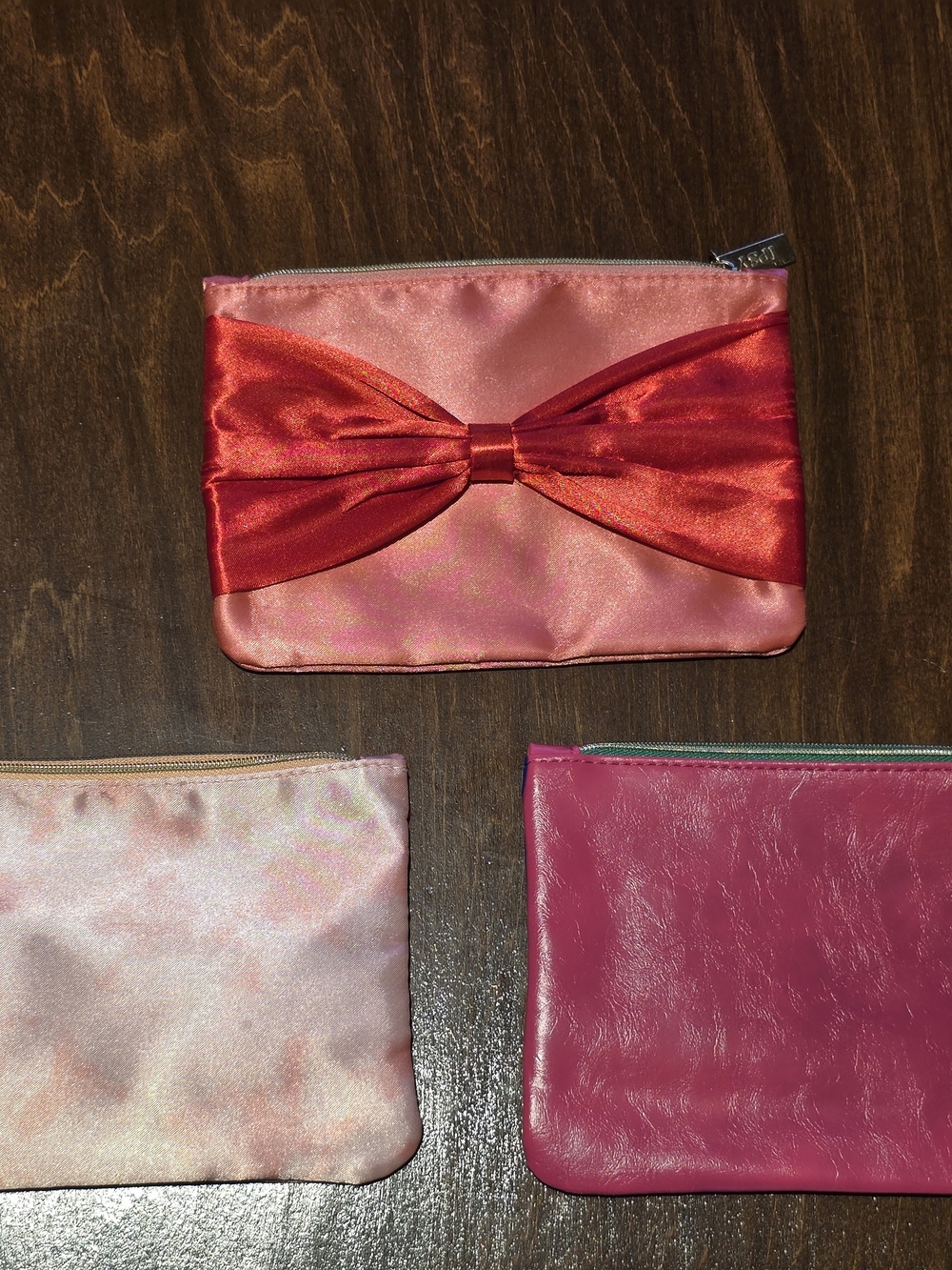 Women’s Pink and Red Satin Bow Glam Bags